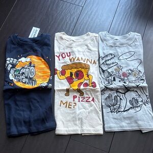 Old Navy Kids Long Sleeve Tees - Navy, Cream, White with Fun Prints